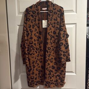 NWT, Target long leopard cardigan, size large.